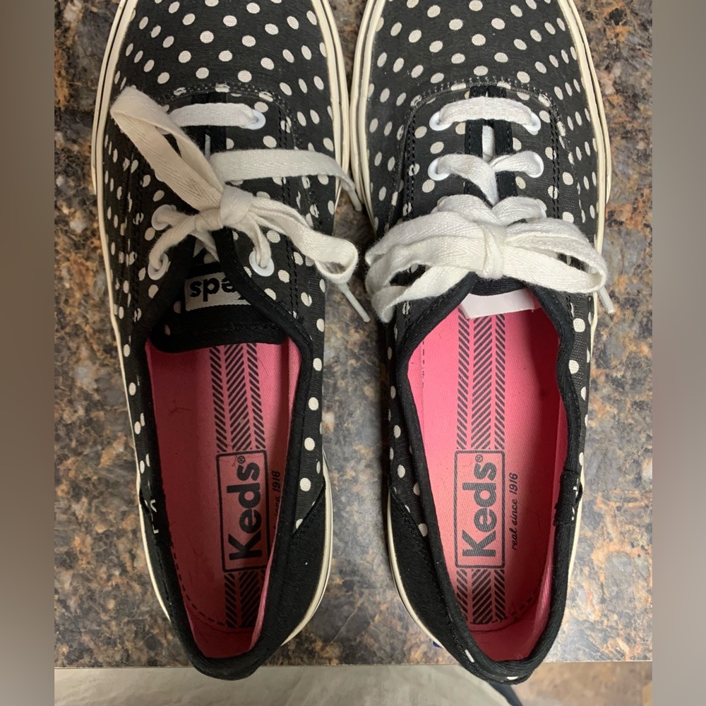 COPY - Keds Shoes Womens 8 Polka Dots Casual Sneakers Black Fabric Lace Up Low … - Picture 7 of 8